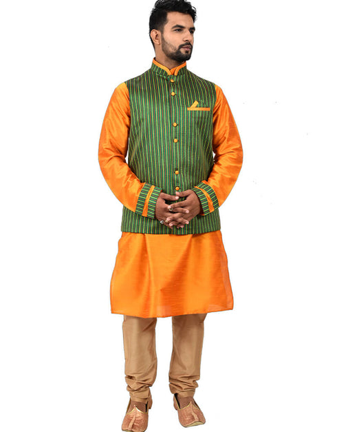 Cadminm Orang Kurta Art Silk Chudidaar Closure View