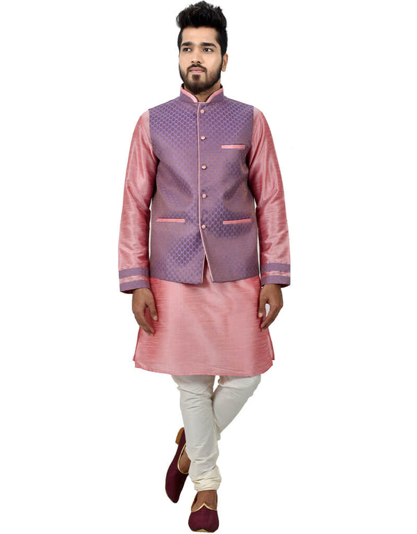Cameo Pink Kurta Art Silk Chudidaar