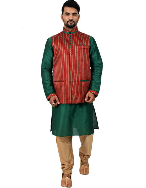 Green Kurta Art Silk Chudidaar
