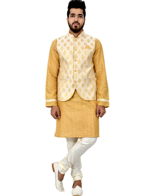 Golden Yellow Kurta Cotton silk Chudidaar