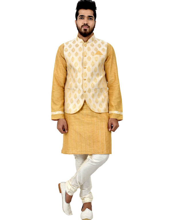 Golden Yellow Kurta Cotton silk Chudidaar