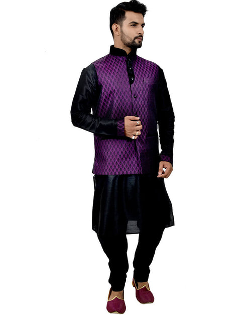 Black Kurta Art Silk Chudidaar Closure View