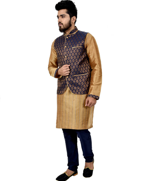 Golden Kurta Art Silk Chudidaar Closure View