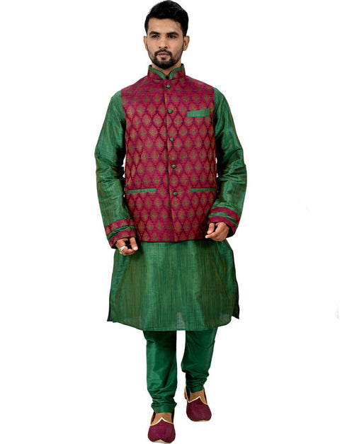 Green Kurta Ghiccha silk Chudidaar