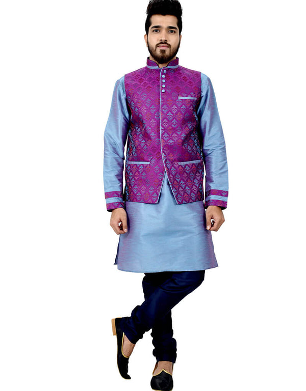Little Boy Blue Kurta Art Silk Chudidaar