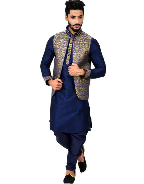 Navy Blue Kurta Art Silk Chudidaar