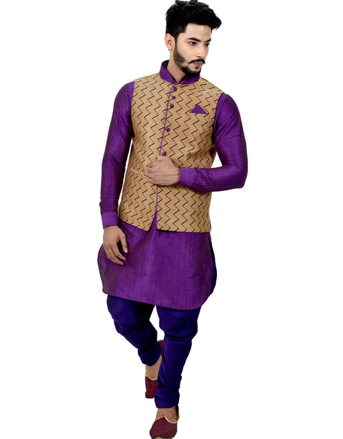 Purple Kurta Ghiccha silk Chudidaar