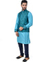 Lagoon Blue Kurta Art Silk Chudidaar Closure View