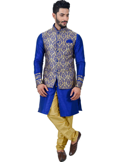 Mono Blue Kurta Art Silk Chudidaar