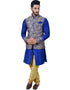 Mono Blue Kurta Art Silk Chudidaar Closure View