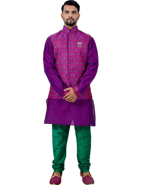 Purple Kurta Cotton silk Chudidaar