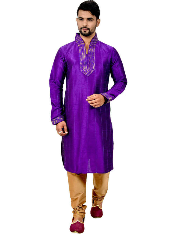Purple Kurta Art Silk Chudidaar