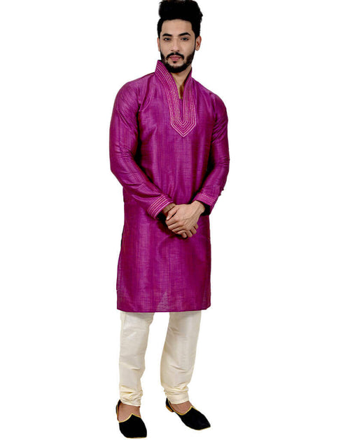 Darkmagenta Kurta Ghiccha Silk Chudidaar
