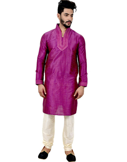 Darkmagenta Kurta Ghiccha Silk Chudidaar Closure View