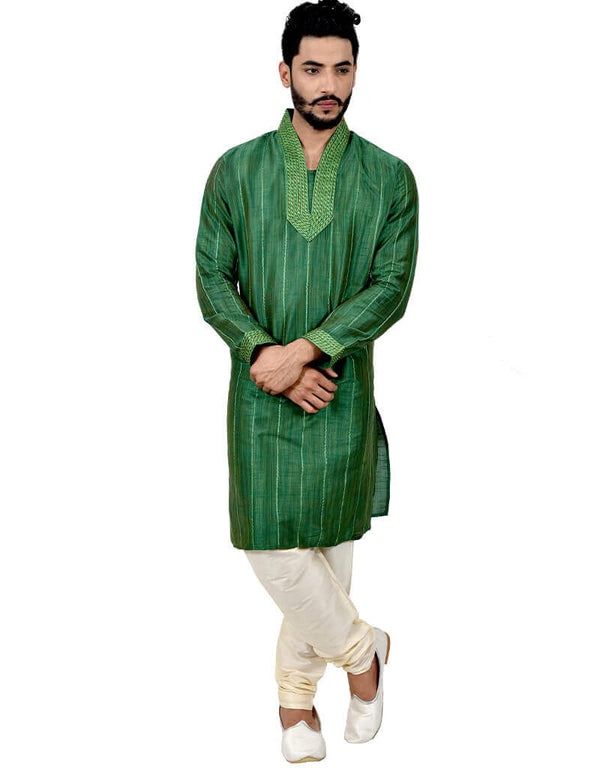 Green Kurta Ghiccha Silk Chudidaar