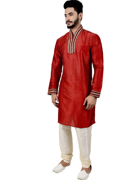 Maroon Kurta Art Silk Chudidaar Closure View