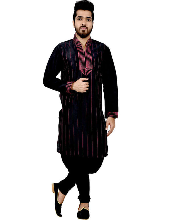 Black Kurta Art Silk Chudidaar