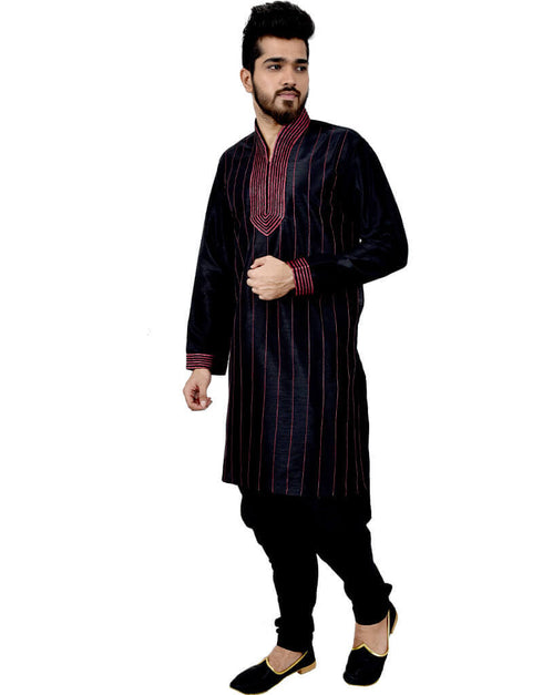 Black Kurta Art Silk Chudidaar Closure View