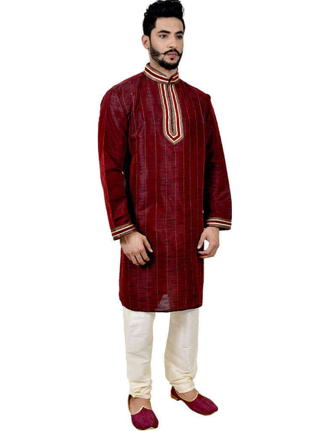 Maroon Kurta Art Silk Chudidaar Closure View