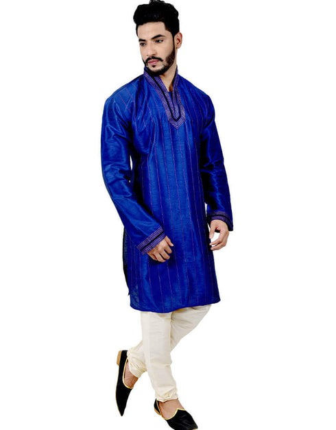Blue Kurta Art Silk Chudidaar Closure View