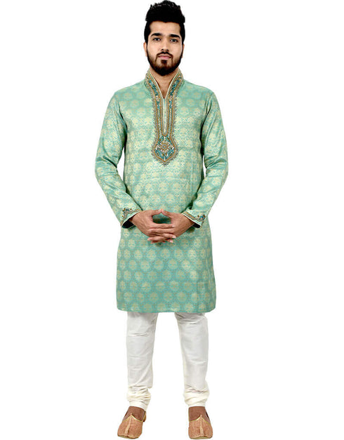 Aquamarine Kurta Brocade Silk Chudidaar
