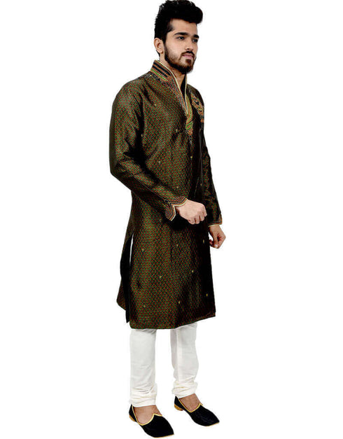 Multi Kurta Brocade Silk Chudidaar Closure View