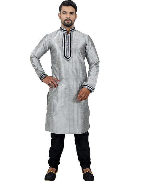 Grey Kurta Art Silk Chudidaar
