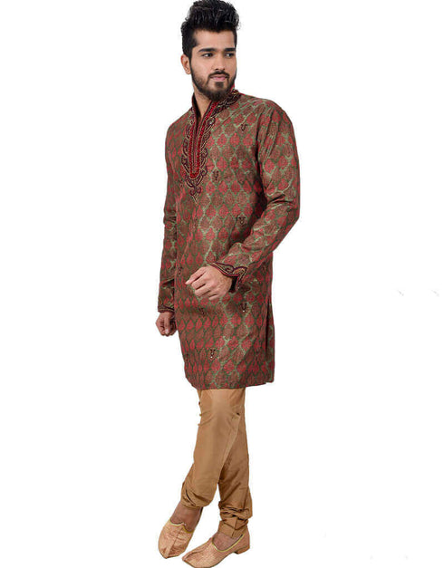Multi Kurta Brocade Silk Chudidaar Closure View