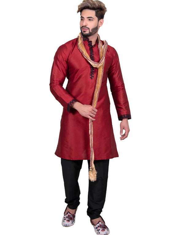 Maroon Kurta Art Silk Chudidaar