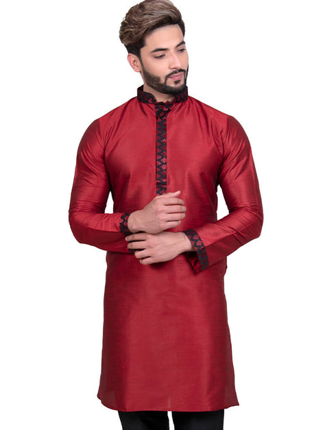 Maroon Kurta Art Silk Chudidaar Closure View