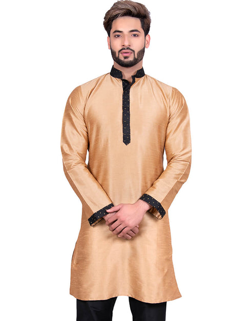 Golden Kurta Art Silk Chudidaar Closure View