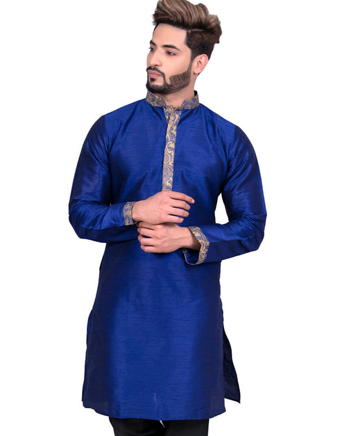 Blue Kurta Art Silk Chudidaar Closure View