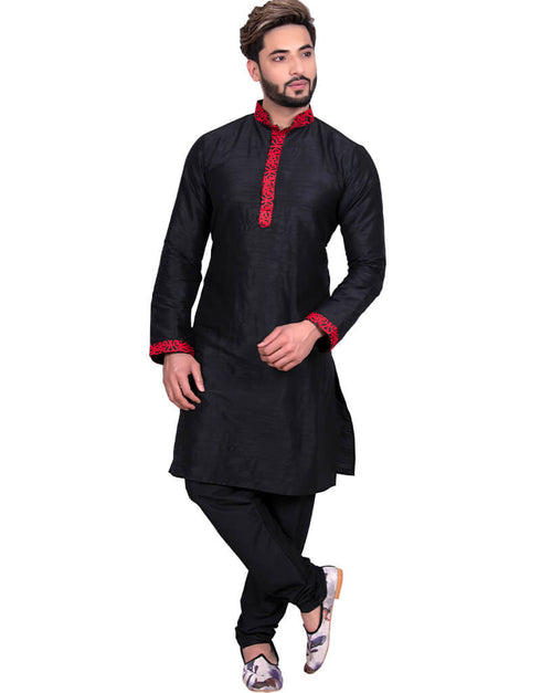 Black Kurta Art Silk Chudidaar