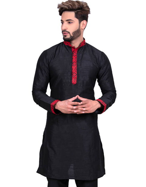 Black Kurta Art Silk Chudidaar Closure View