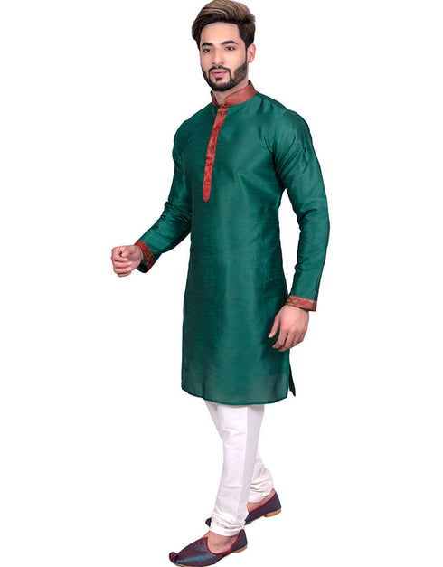 Green Kurta Art Silk Chudidaar