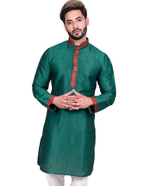 Green Kurta Art Silk Chudidaar Closure View