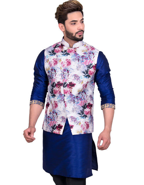 Blue Kurta Art Silk Chudidaar Closure View