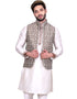 Off White Kurta Art Silk Chudidaar Closure View