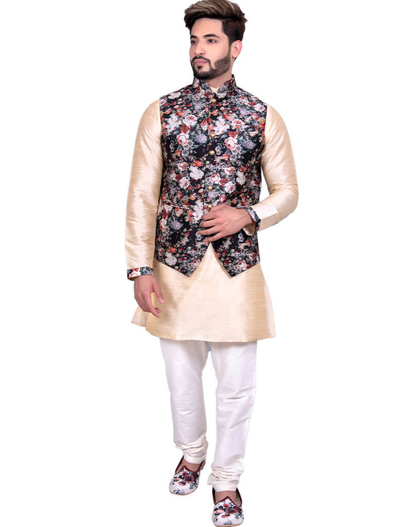 Beige Kurta Art Silk Chudidaar