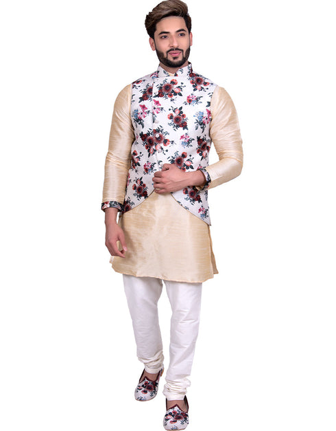 Beige Kurta Art Silk Chudidaar