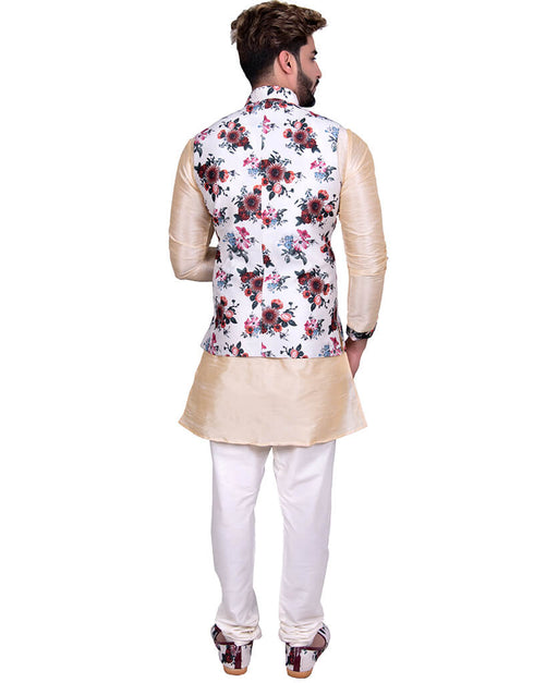 Beige Kurta Art Silk Chudidaar Closure View