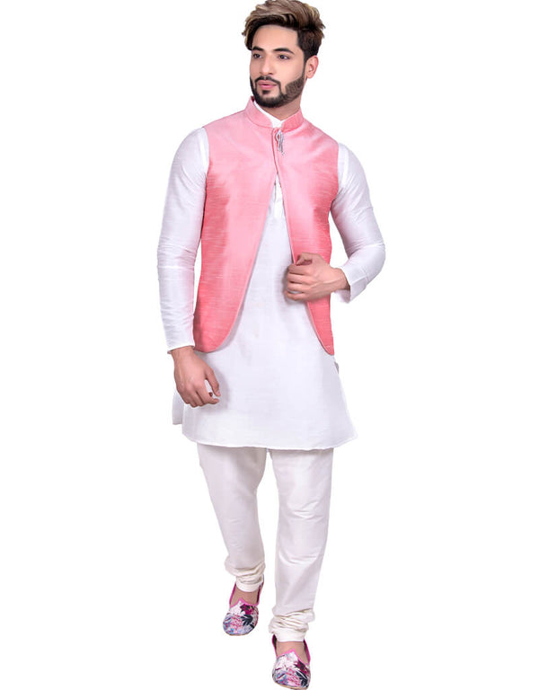 Off White Kurta Art Silk Chudidaar