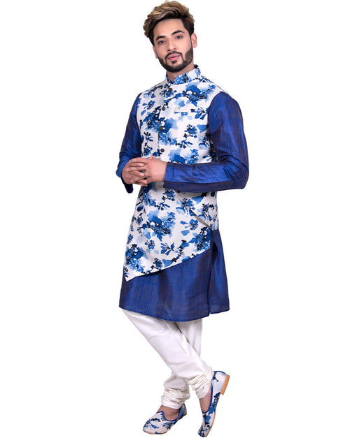 Blue Kurta Ghiccha silk Chudidaar