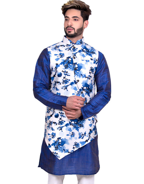 Blue Kurta Ghiccha silk Chudidaar Closure View