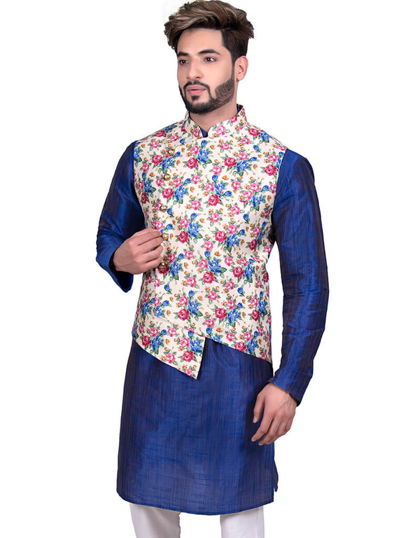 Pale Yellow Mulit Floral Print Jacket Silk NA