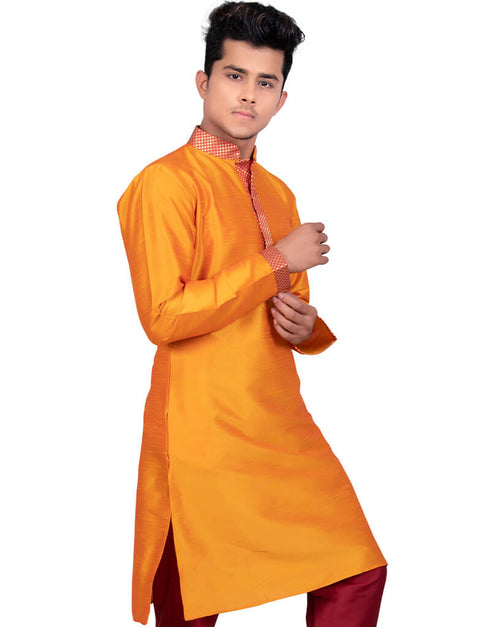 Orange Kurta Art Silk Chudidaar Closure View
