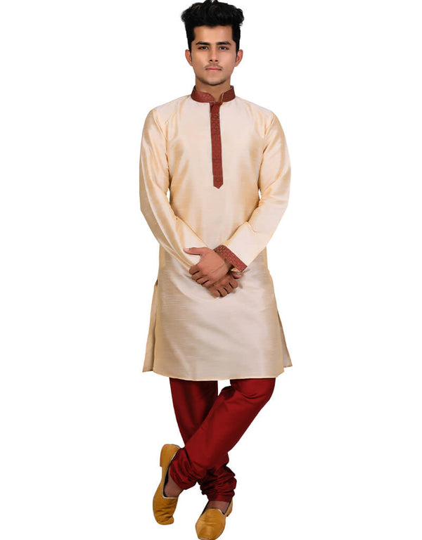 Beige Kurta Art Silk Chudidaar