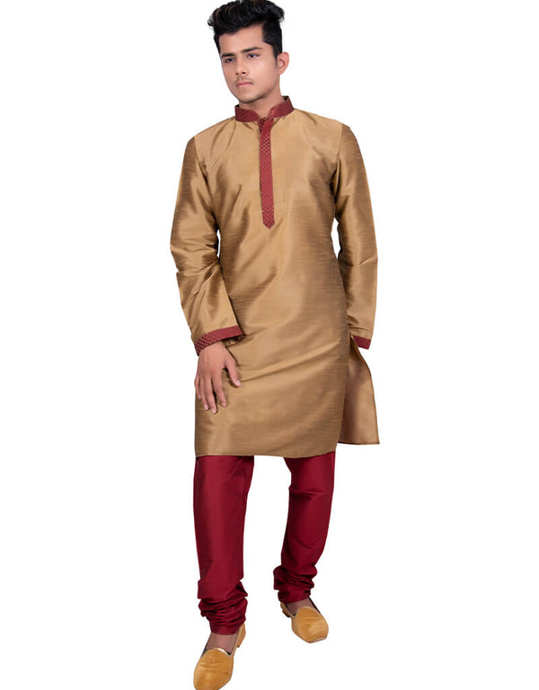 Golden Kurta Art Silk Chudidaar