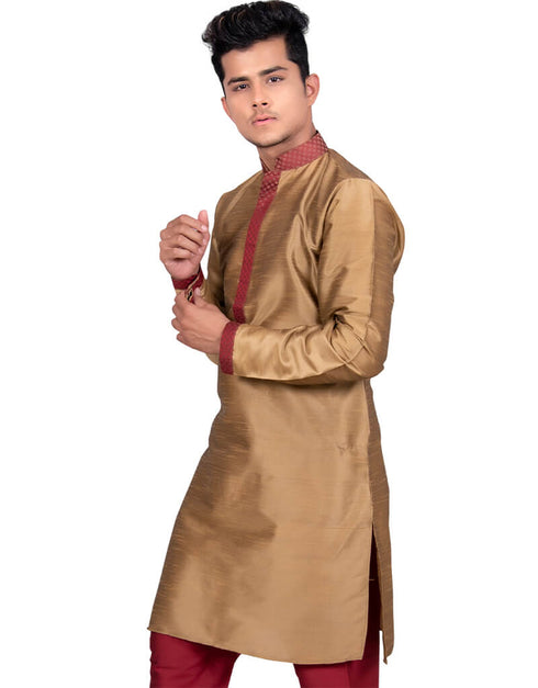Golden Kurta Art Silk Chudidaar Closure View