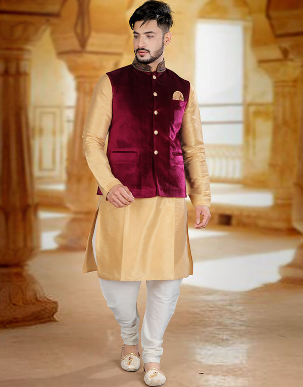 Golden Kurta Art Silk Chudidaar